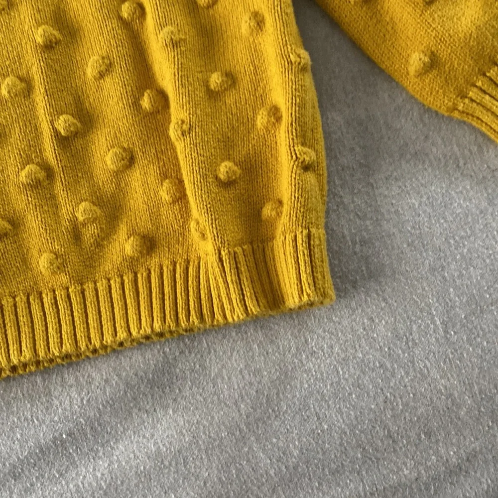 Cat & Jack Bubble Polk Dot Yellow Mustard Sweater - Picture 6 of 6